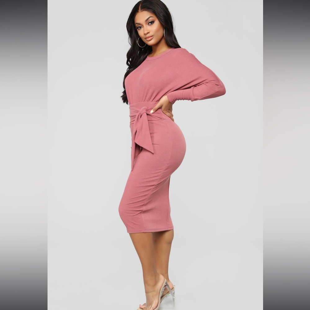 🩷 NWT Never Too Soft Stretch Sweater Dress Mauve Pink Dolman sleeves Medium ❤️